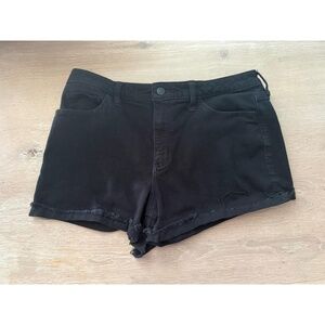 Universal Thread Womens Size 12R Black‎ High Rise Midi Shorts Frayed Hem